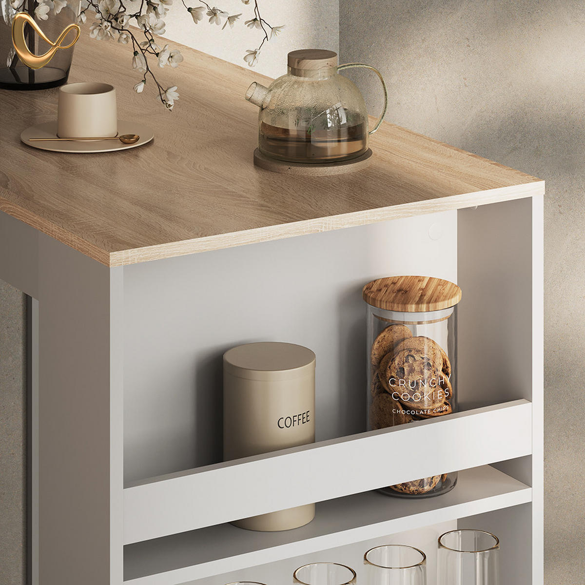 BARTISCH Regusa Weiß/Sonoma 57 x 117 cm - Weiß/Sonoma Eiche, Holzwerkstoff (117/57/106cm) - Livinity®
