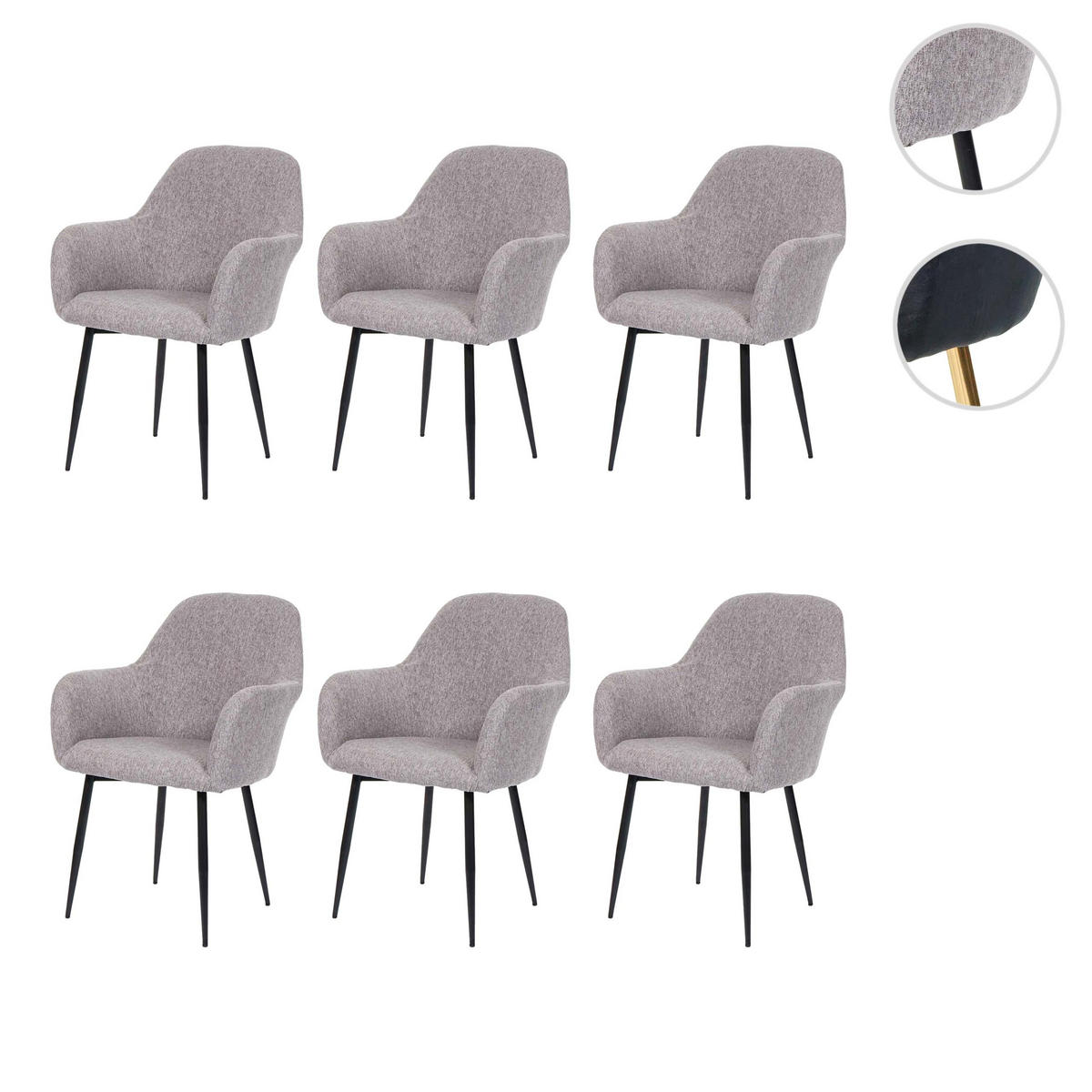 ESSZIMMERSTUHL Grau 6er-Set - Grau, Textil (57/83/57cm) - MCW