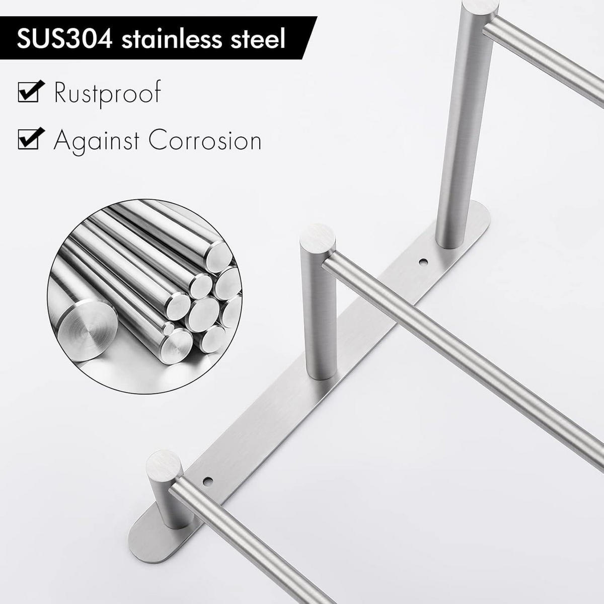 HANDTUCHSTANGE 3-teilig Edelstahl gebürstet 75 cm - Silberfarben, Metall (22.4/31.8/73.2cm)