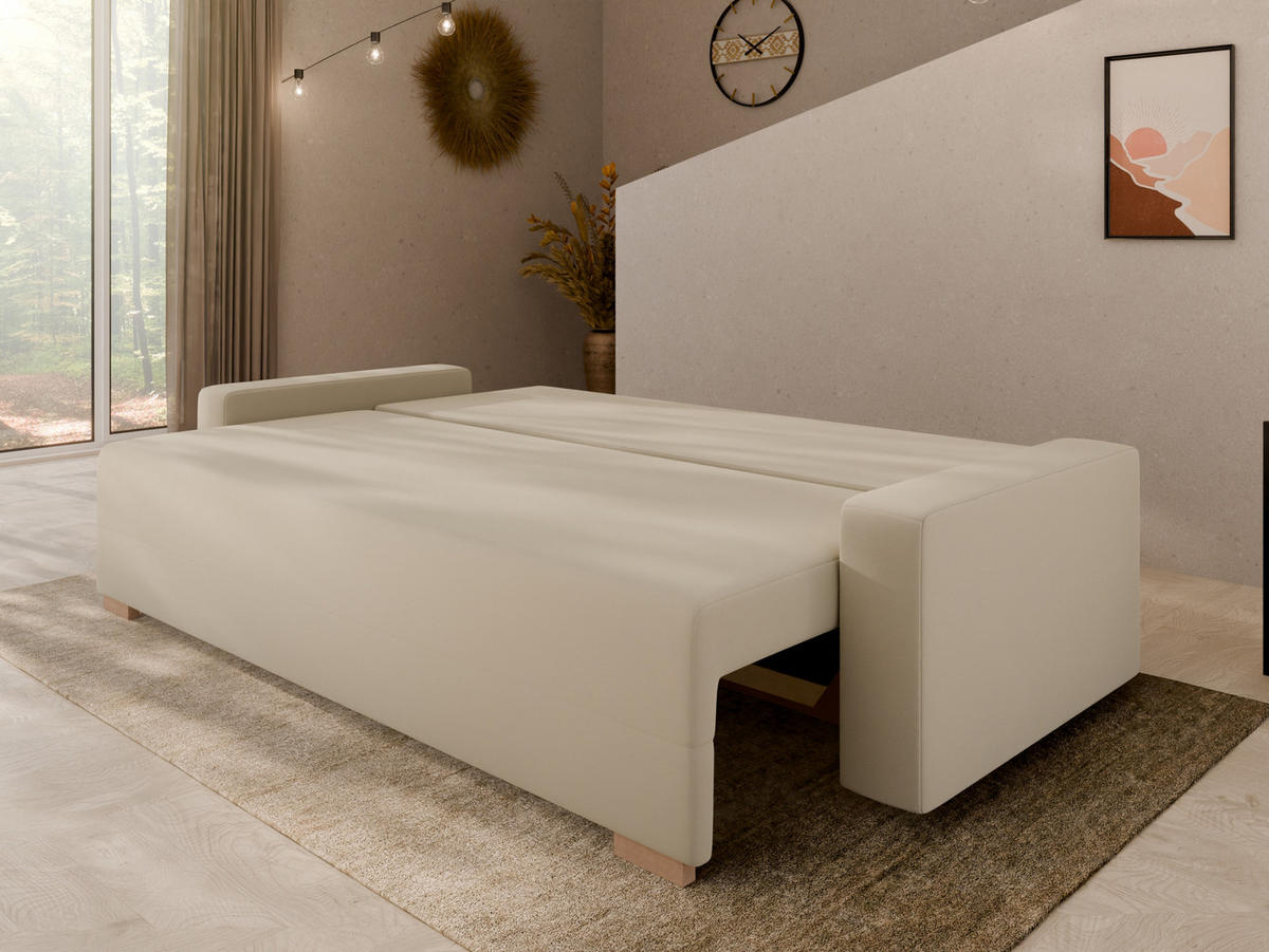 SCHLAFSOFA Celeste – modernes Design trifft auf höchsten Komfort, Beige - Beige, Holz (225/80/94cm) - Panda Möbel