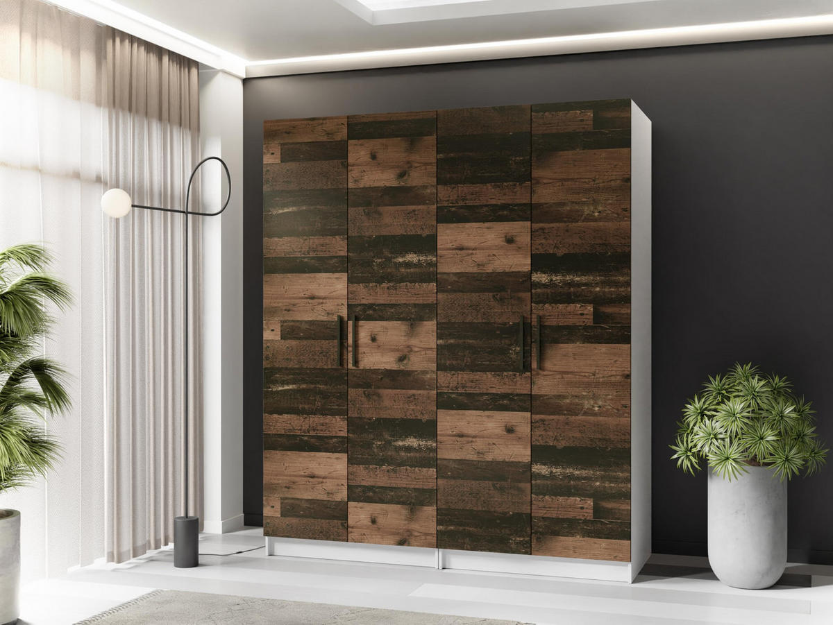 ŠATNÍ SKŘÍŇ GOLD Bílá & Old Style - bílá/hnědá, kompozitní dřevo (78/205/52.5cm) - Kier Furniture