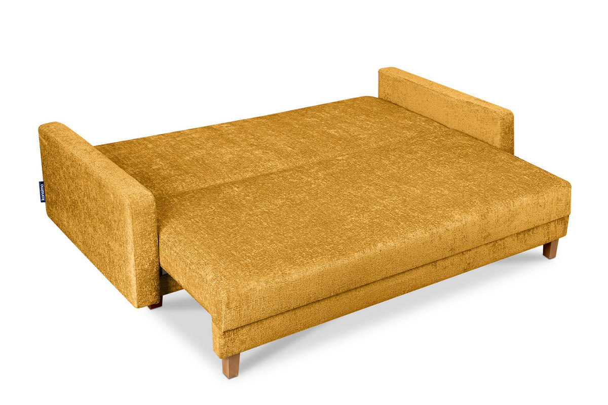 3-SITZER-SCHLAFSOFA ERISO mit weiche Sitzfläche und hohe Rückenlehne, Chenille-Stoff, Gelb - Gelb/Braun, Textil (220/80/100cm) - KONSIMO®