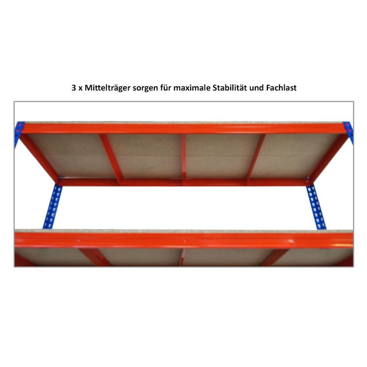 SCHWERLASTREGAL Bison 2er-Set mit 2x 200x180x60 cm 4 Fachböden Fachlast 600 kg Blau-Orange - Orange, Metall (360/200/60cm) - PROREGAL