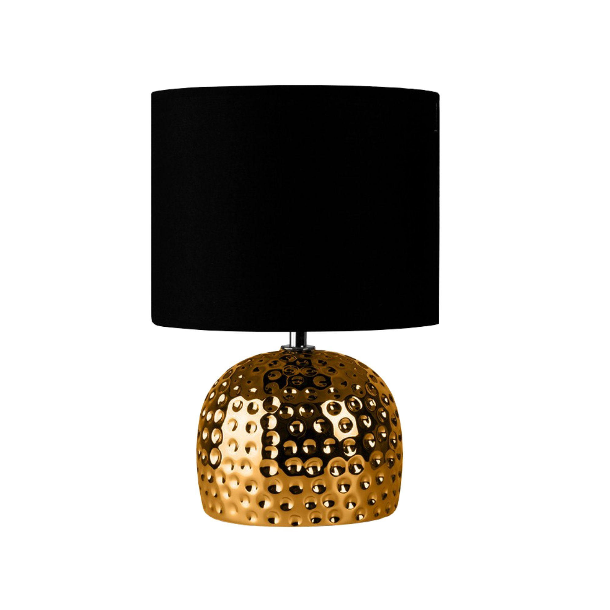 TISCHLAMPE FRAGI, Gold/Schwarz - Goldfarben/Schwarz, Keramik/Textil (21/21/30cm) - KONSIMO®