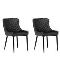 ESSZIMMERSTUHL 2er-Set Kunstleder Schwarz Solano - Schwarz, Textil/Metall (51/82/52cm) - Beliani