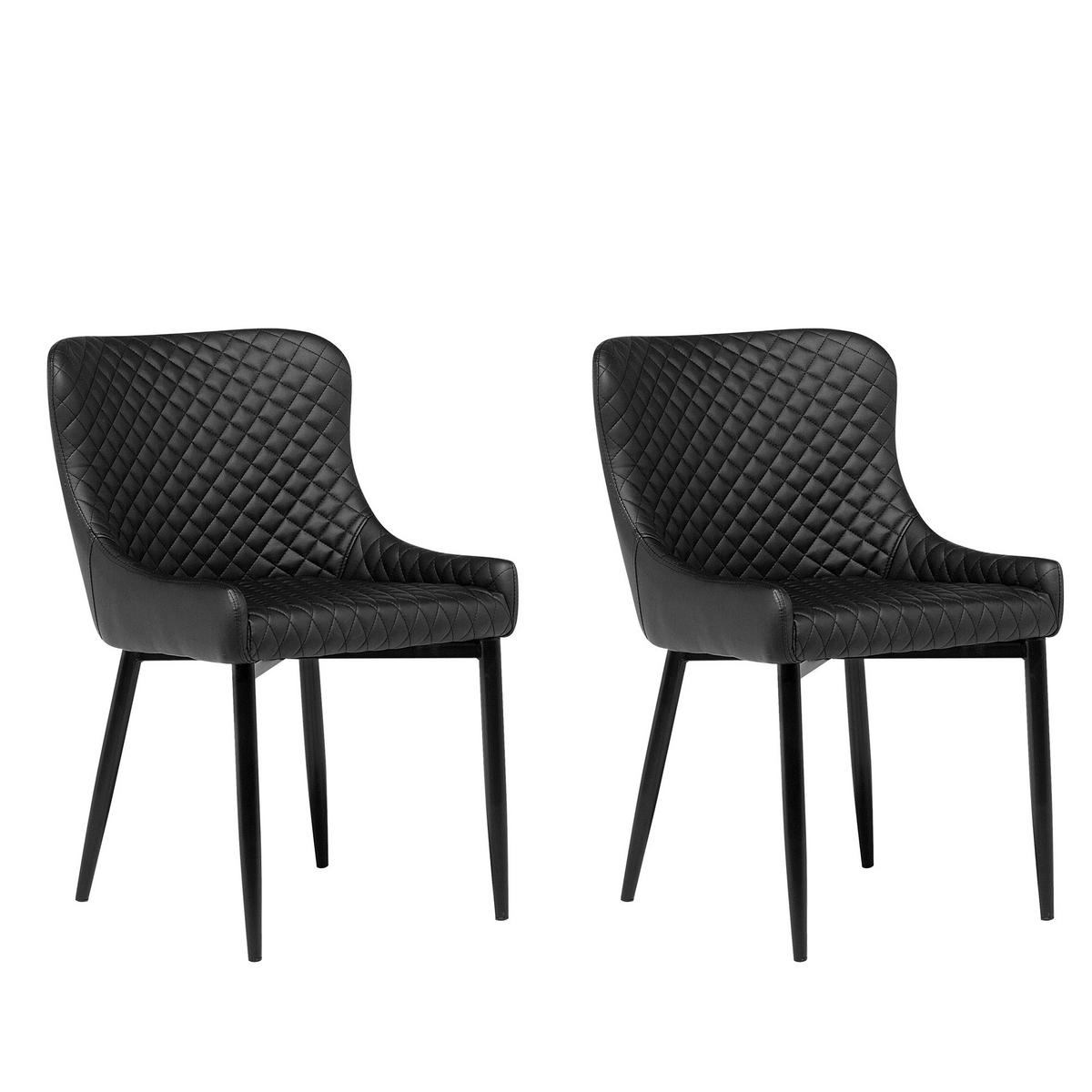 ESSZIMMERSTUHL 2er-Set Kunstleder Schwarz Solano - Schwarz, Textil/Metall (51/82/52cm) - Beliani