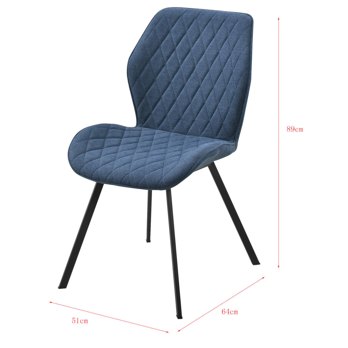 ESSZIMMERSTUHL Sarpsborg 2er Set - Blau, Textil (51/89/64cm) - [en.casa]