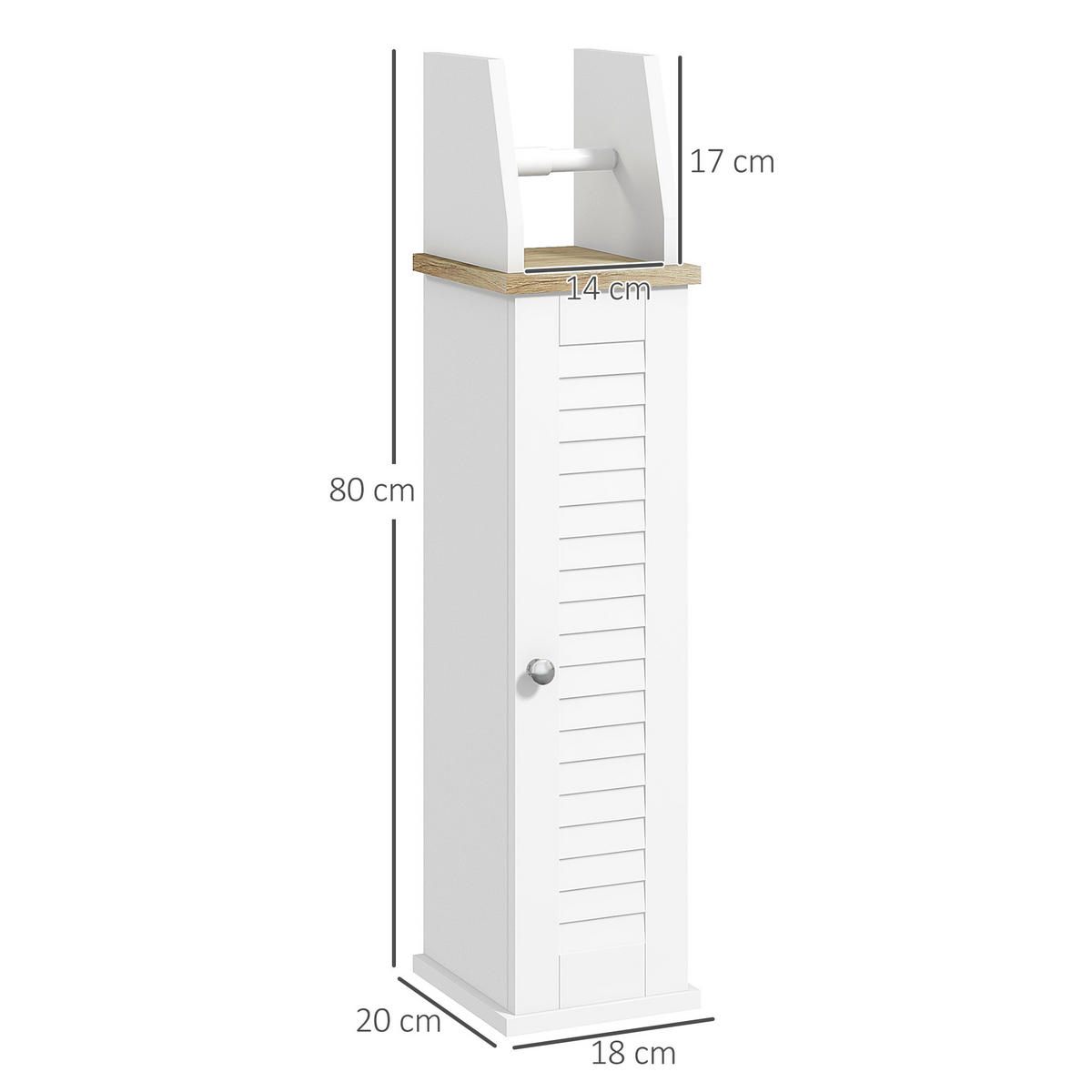 TOILETTENPAPIERHALTER DE-12387 mit schrank 18/20/80 cm Weiß - Weiß, Holzwerkstoff (20/80/18cm) - ComfortXL