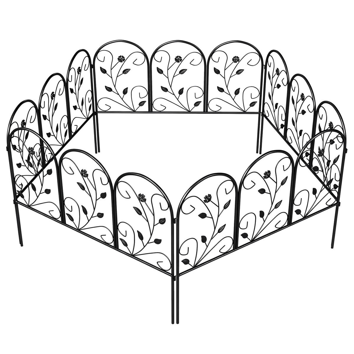 GARTENZAUN DE-18079 5-teilig mit Rankgitter Schwarz - Schwarz, Metall (1/60cm) - ComfortXL