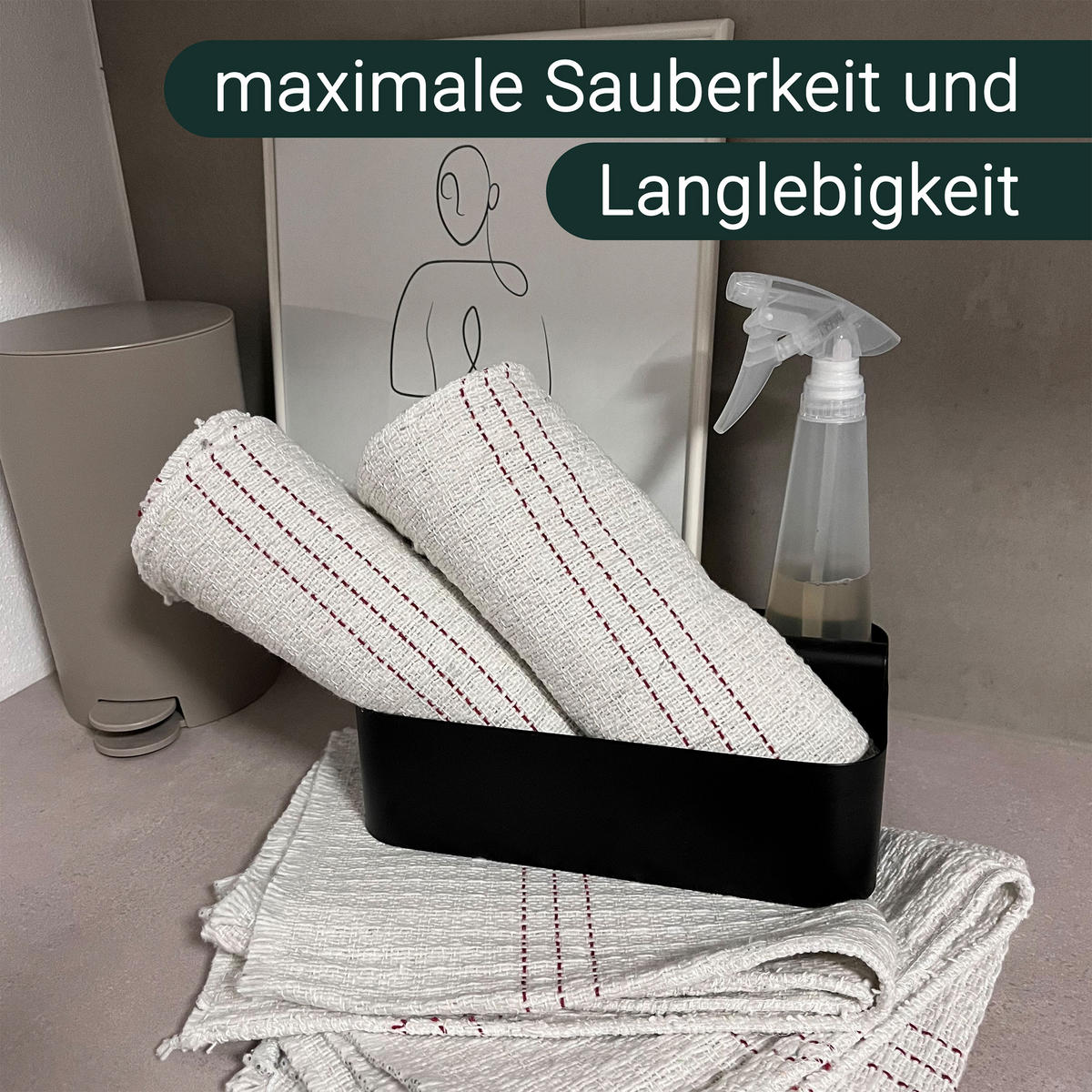 REINIGUNGSTÜCHER, 5er-Set, 55x60 cm, 80% Polyacryl / 20% Polyester, Weiß - Beige, Textil (55/60cm) - Zollner