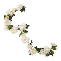 KUNSTBLUMEN Pfingstrosen-Girlande elfenbein, 180 cm - Creme, Kunststoff (180cm) - Homescapes