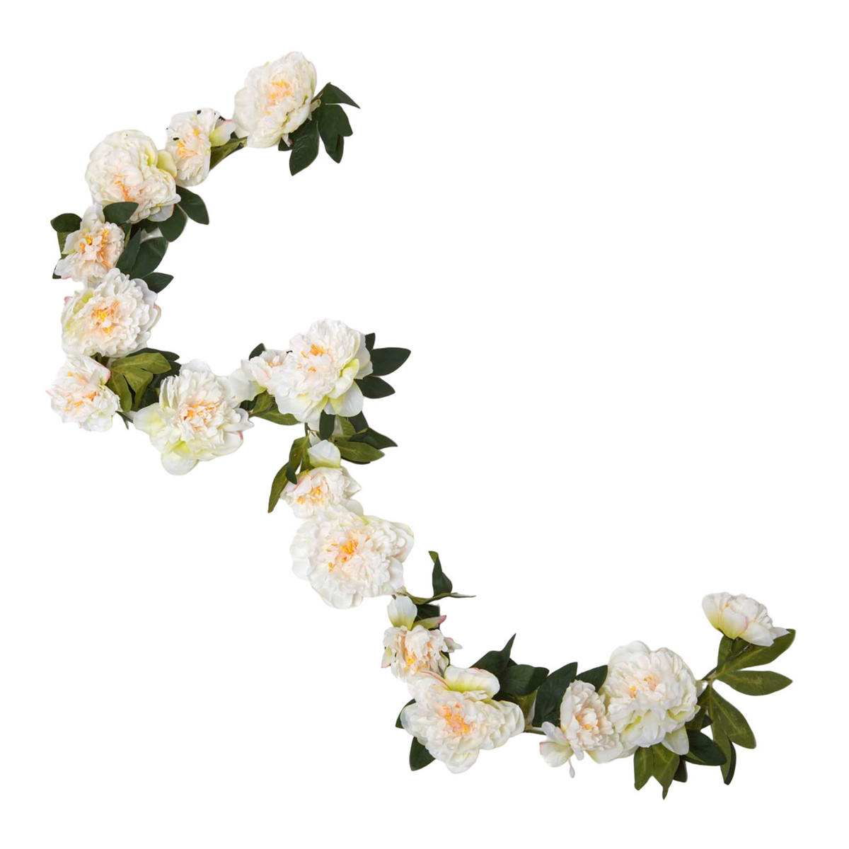 KUNSTBLUMEN Pfingstrosen-Girlande elfenbein, 180 cm - Creme, Kunststoff (180cm) - Homescapes