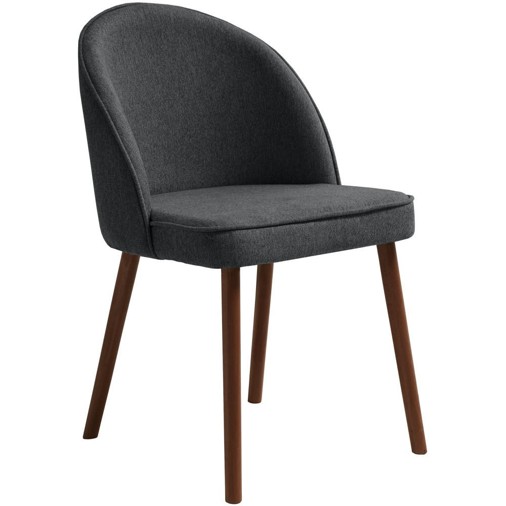 STUHL Luna, Polsterstuhl für das Esszimmer mit schwarzen Holzbeinen, Dunkelgrau - Dunkelgrau/Schwarz, Holz (51/87/46cm) - Beautysofa