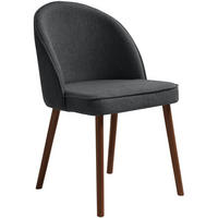 STUHL Luna, Polsterstuhl für das Esszimmer mit schwarzen Holzbeinen, Dunkelgrau - Dunkelgrau/Schwarz, Holz (51/87/46cm) - Beautysofa