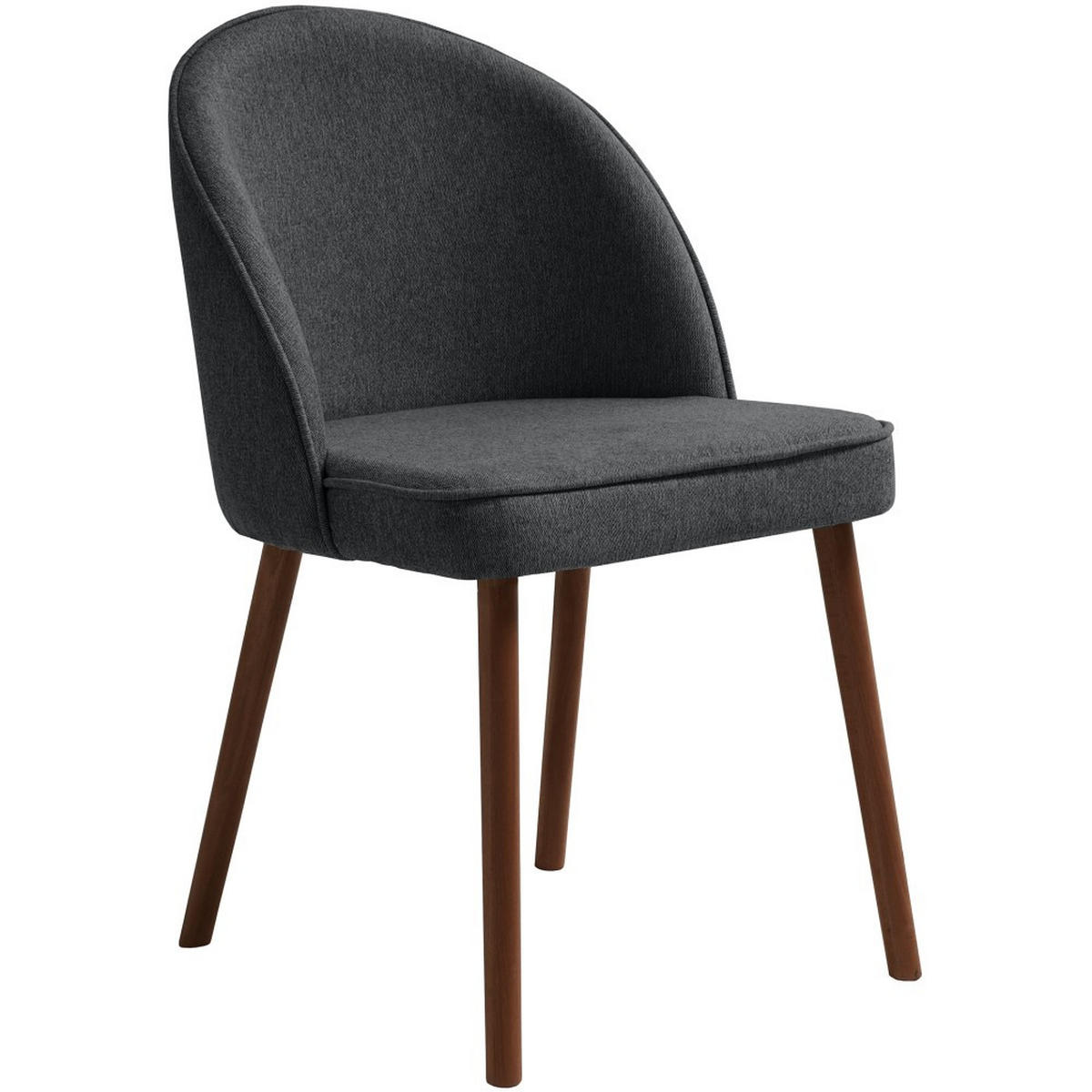 STUHL Luna, Polsterstuhl für das Esszimmer mit schwarzen Holzbeinen, Dunkelgrau - Dunkelgrau/Schwarz, Holz (51/87/46cm) - Beautysofa