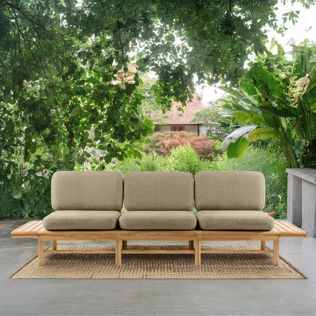Thumbnail - Konsimo® Gartensofa, Beige, Holz, Textil, 260x74x80 cm, Loungemöbel, Gartensofas