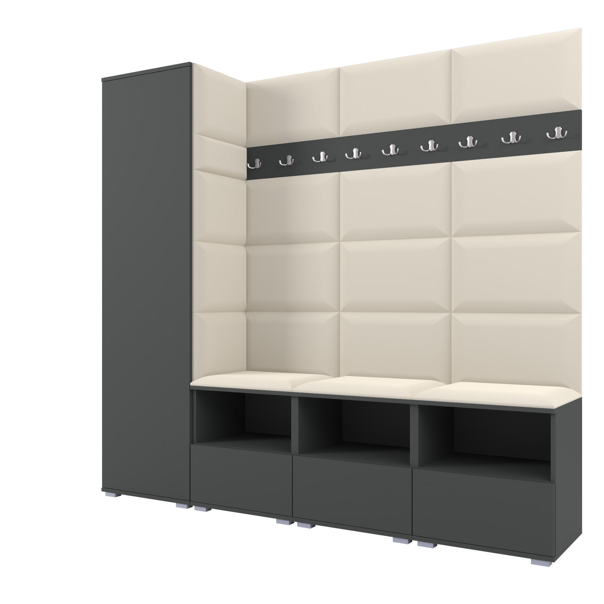 Ravio Garderobe Graphit, Creme 200x187x40 cm