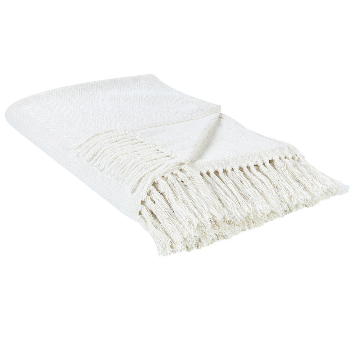 DECKE Weiß 150/200 cm Ampara - Weiß, Textil (150/200cm) - Beliani