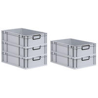 EUROBOX 5x NextGen Color 17x40x60 cm 34 Liter Griffe schwarz zu, Grau - Schwarz/Grau, Kunststoff (40/17/60cm) - PROREGAL
