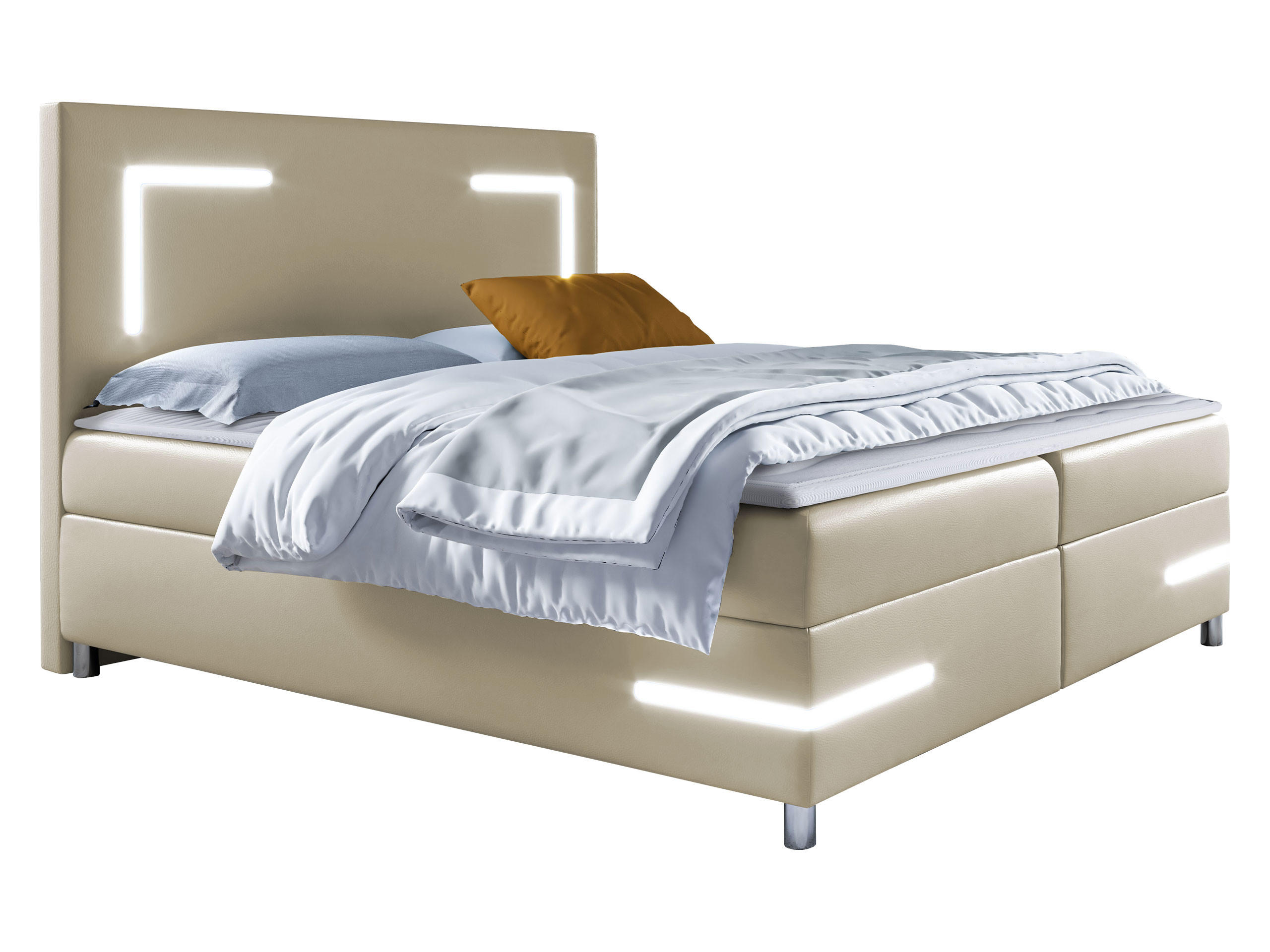 BOXBETT Delos LED - Beige, Holz (200/200cm) - MIRJAN24