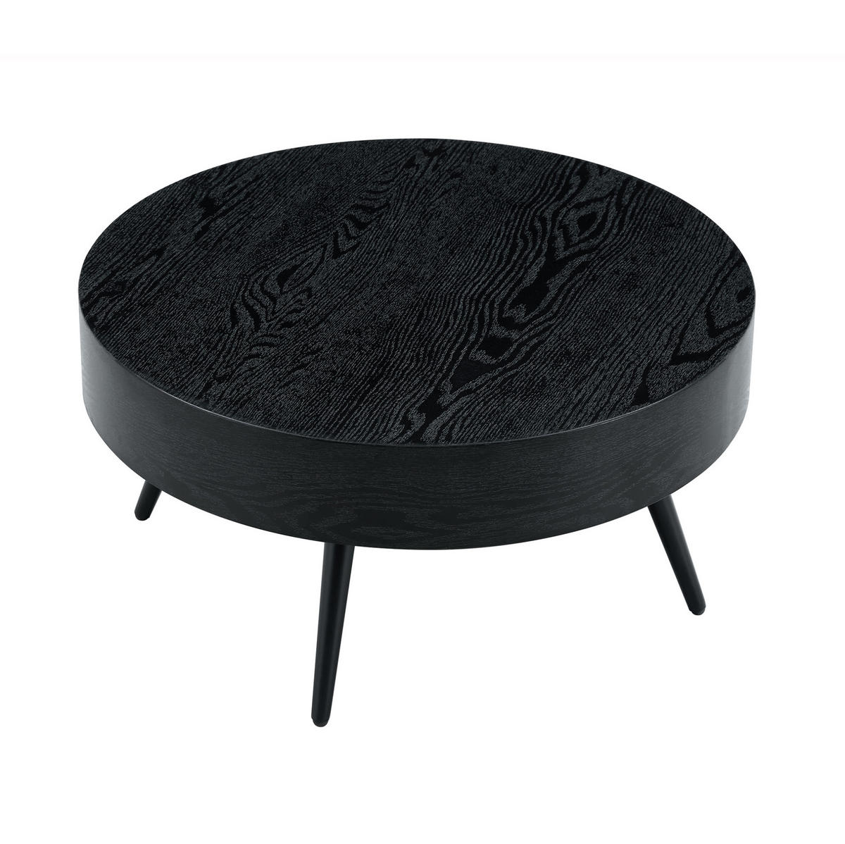 KONFERENČNÍ stolek 70/70/35,5 cm černý z MDF a kovu s kulatou deskou - černá, kompozitní dřevo (70/70/35.5cm) - OKWISH