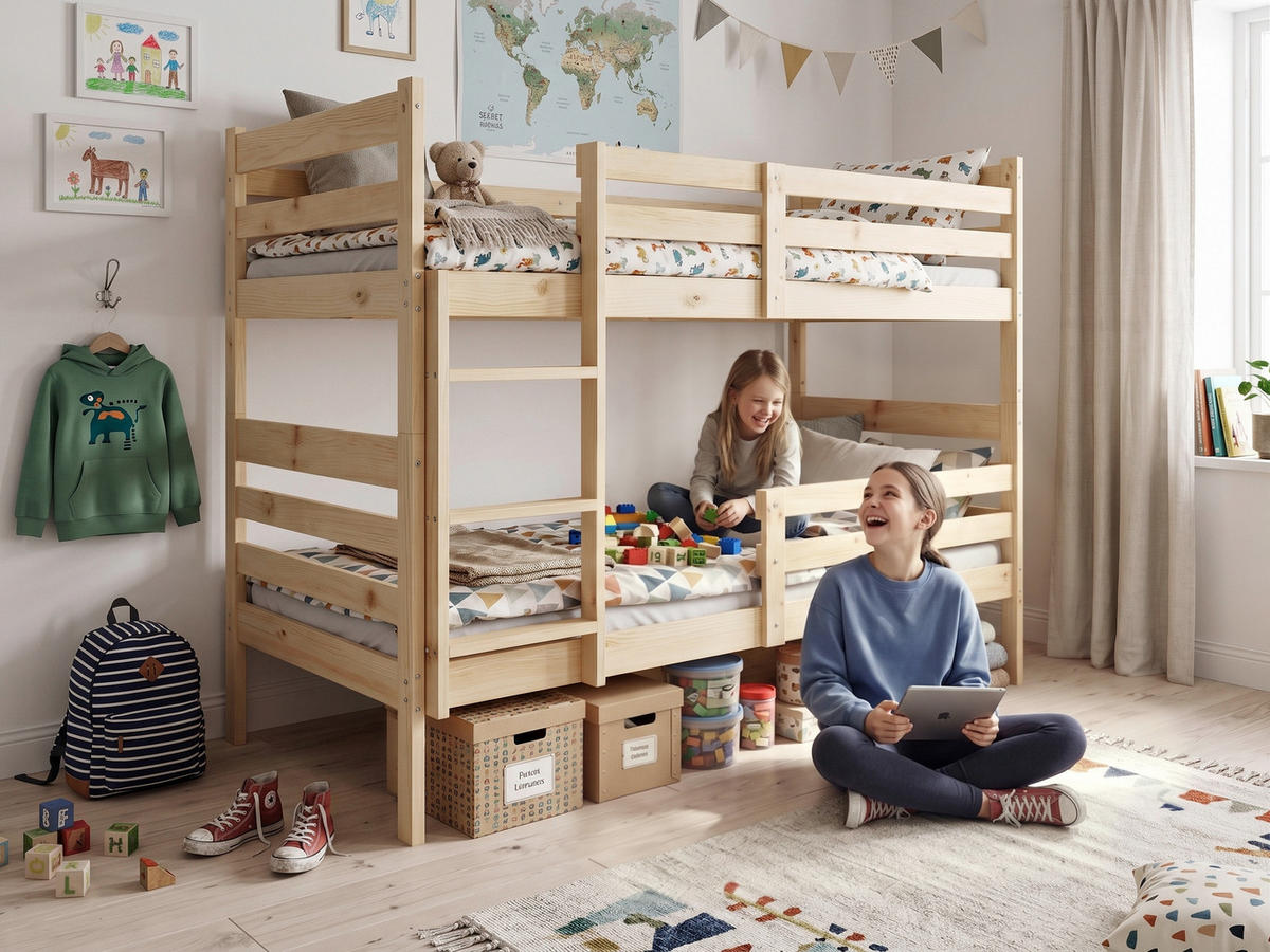 ETAGENBETT ERYK 90/190 cm aus massivem Kiefernholz, ohne Matratzen - Kiefer Milford, Holz - Interbeds