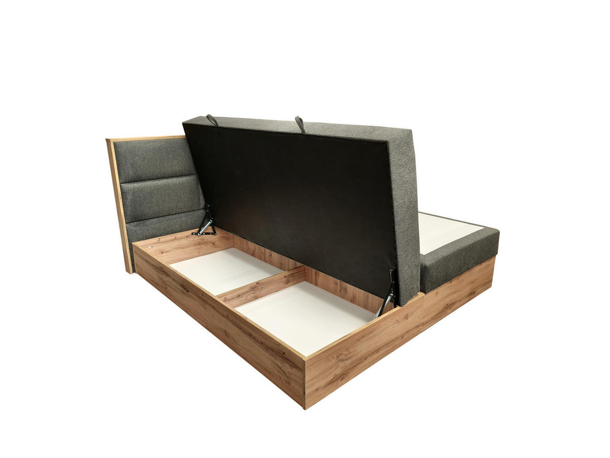 BOXSPRINGBETT Loly 140x200 cm H4 Taschenfederkern Anthrazit - Anthrazit, Textil (140/200cm) - KS Home Concept