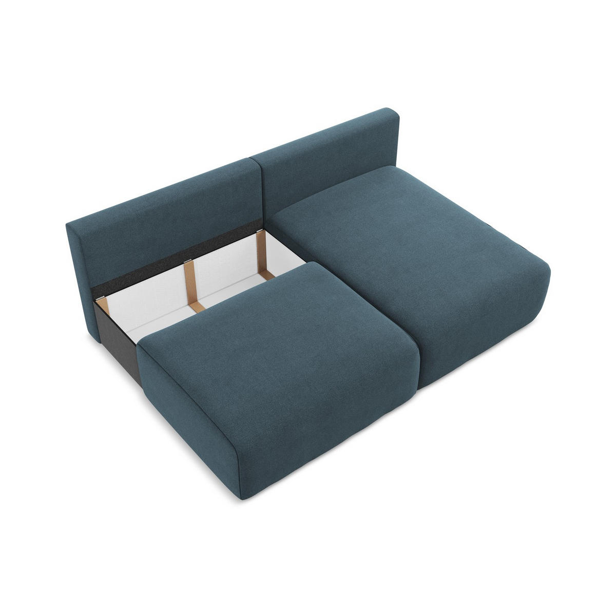 ECKSOFA mit Schlaffunktion rechts Strukturstoff Stoff Blau - Blau/Pink, Kunststoff/Textil (210/149cm) - LaMiaSofa