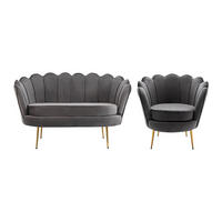 COUCHGARNITUR Muschel 2+1 - Samt - Anthrazit - DANDELION - Anthrazit, Textil (124/78/75cm) - Pascal Morabito