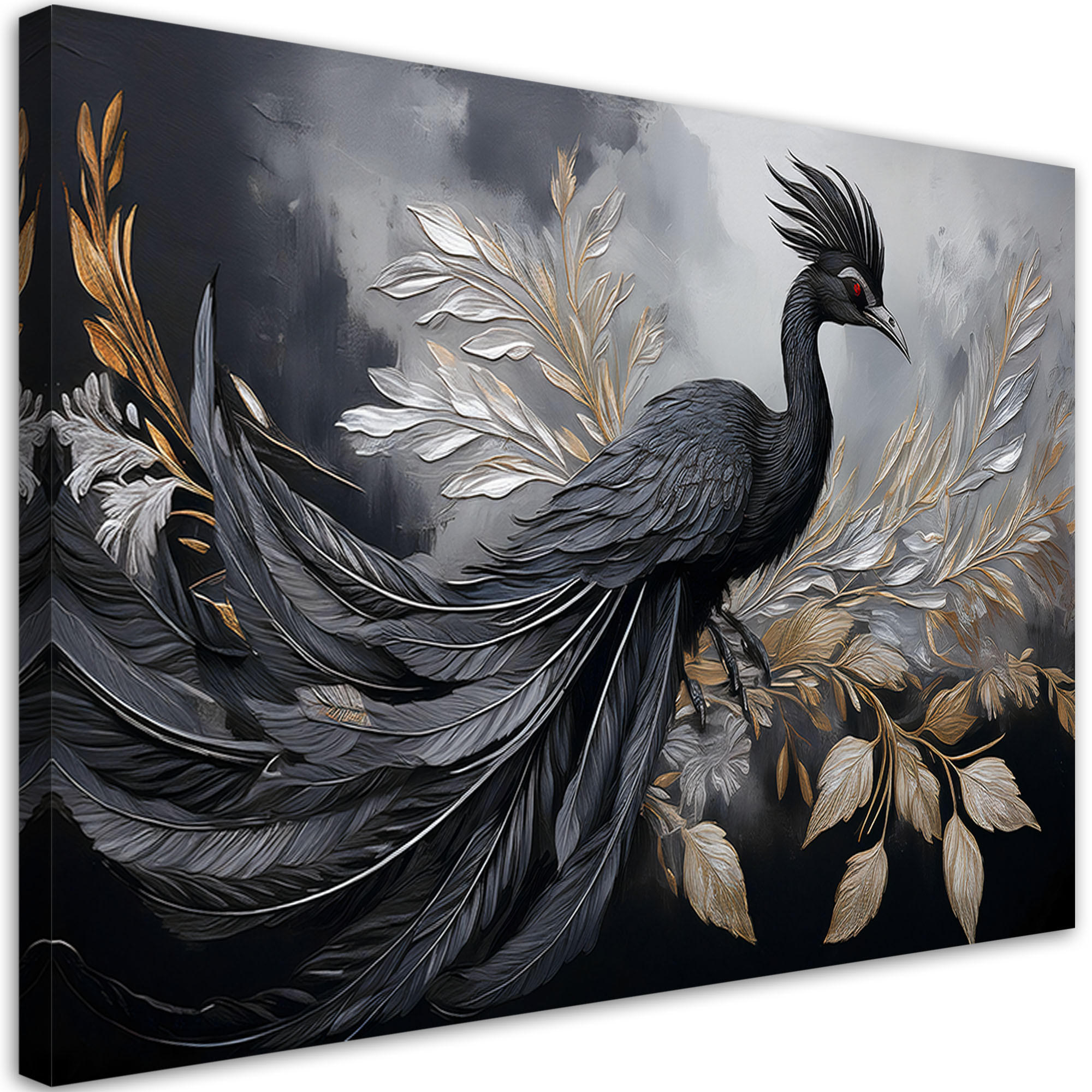 WANDBILD pfauenvögel tiere glamour - Schwarz, Textil (60/40cm) - Feeby