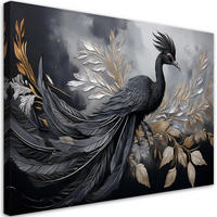 WANDBILD pfauenvögel tiere glamour - Schwarz, Textil (60/40cm) - Feeby