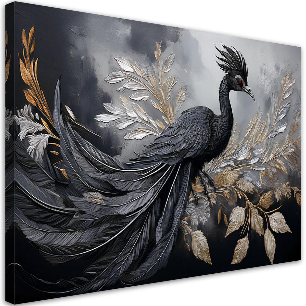 WANDBILD pfauenvögel tiere glamour - Schwarz, Textil (60/40cm) - Feeby