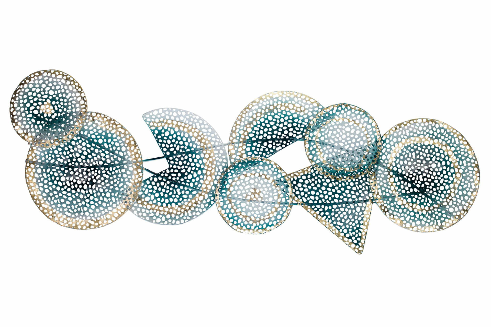 WANDDEKO Türkis 120/40 cm - Türkis, Metall (2/40/5cm) - KUNSTLOFT