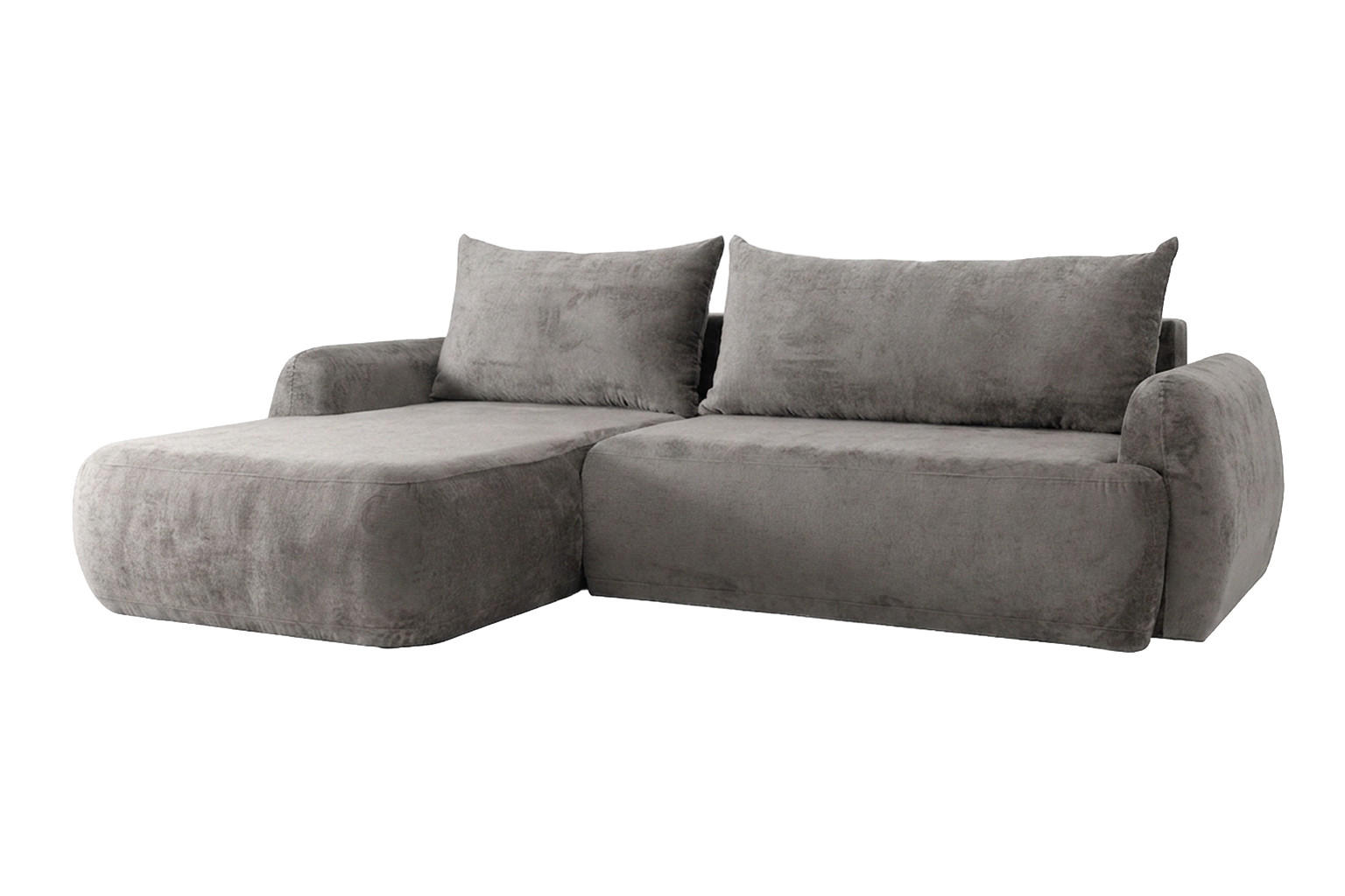 ECKSOFA Mit Schlaffunktion Und Bettkasten, Chenille-Stoff Perfecto, Grau, Links, HELA II - Grau, Holz (280/184cm) - Kaiser Möbel