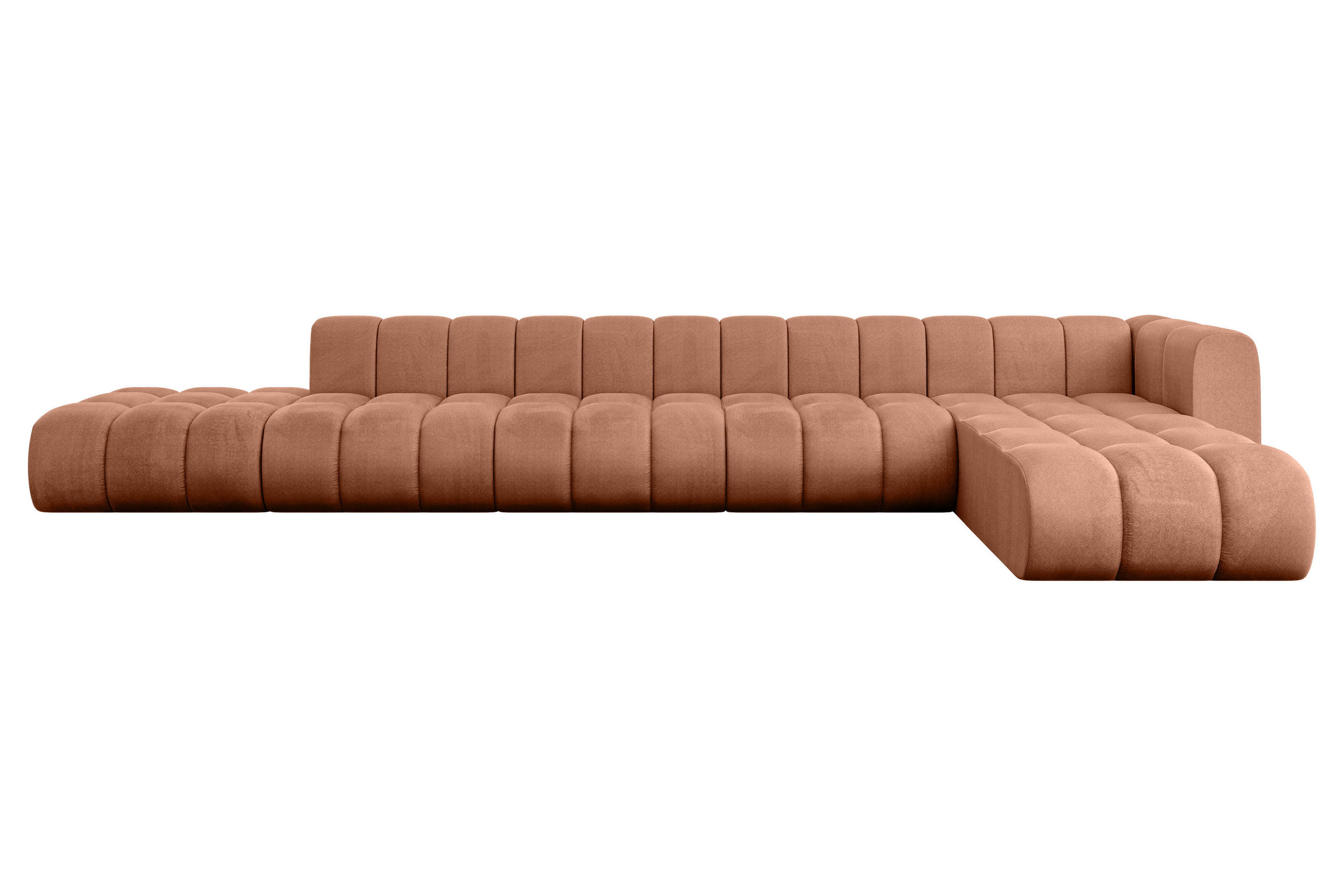 ECKSOFA modulares Sofa Zuvon-L3 - 478x177x70 cm Apricot - Koralle, Holzwerkstoff/Textil (478/177cm) - ALTDECOR