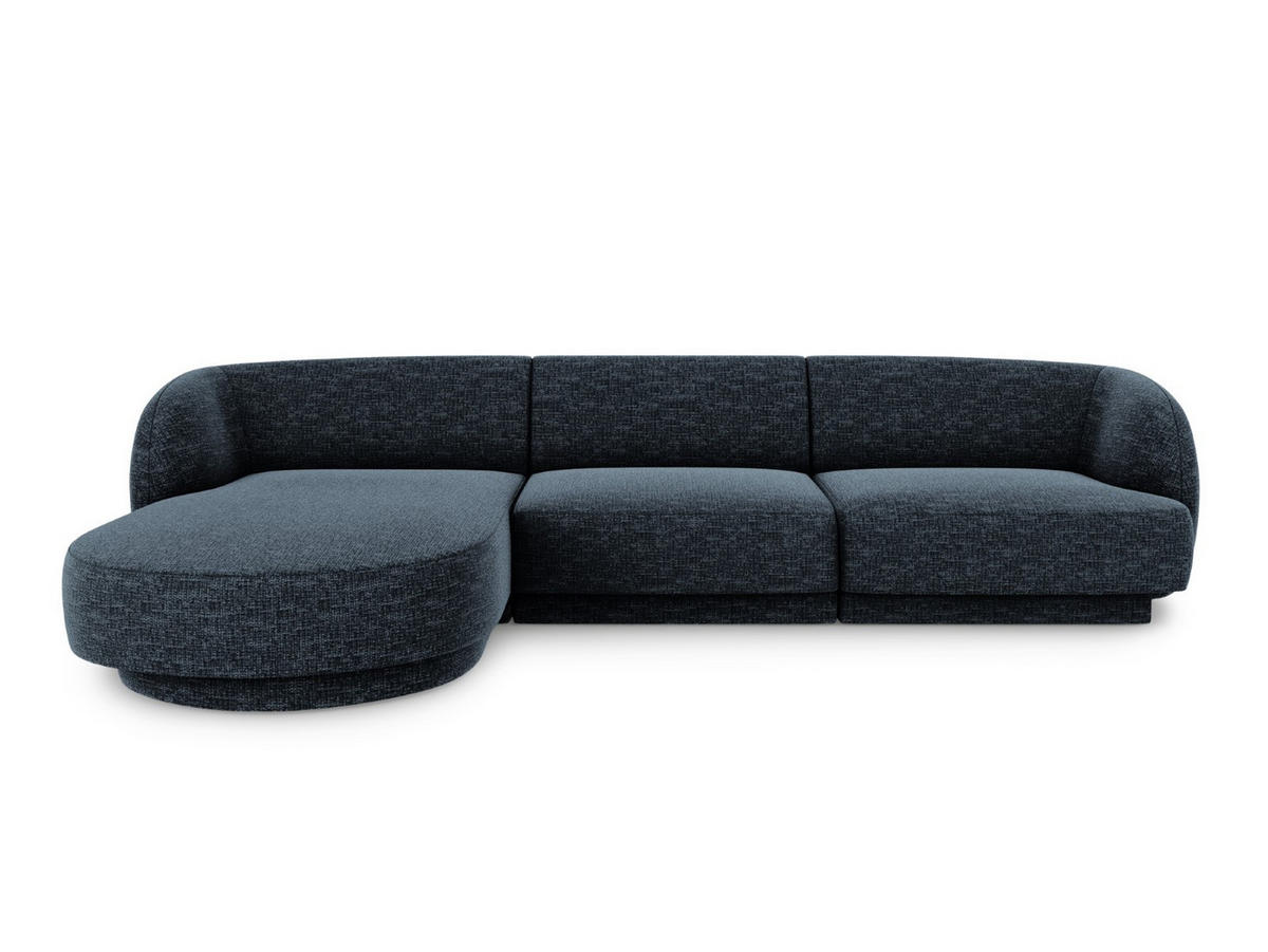 ECKSOFA links Miley aus Chenille-Stoff königsblau 4 Sitzplätze - Blau, Textil (156/255cm) - Micadoni