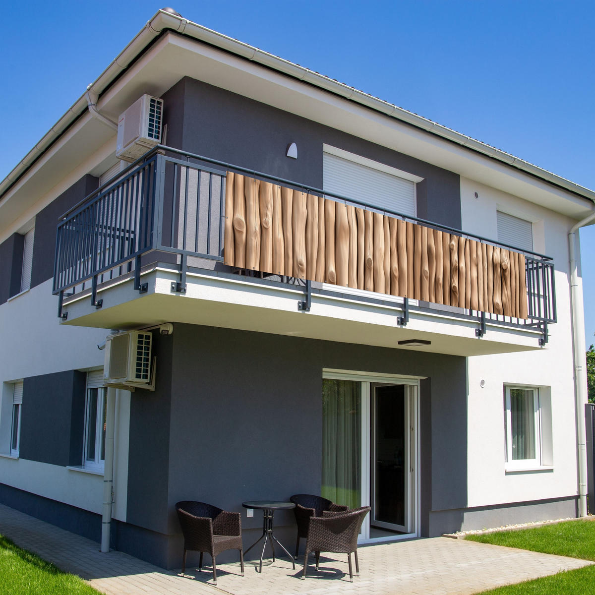 BALKON-SICHTSCHUTZ Holz - Stiel - Hellbraun - Ahornfarben, Kunststoff (500/120cm) - MuchoWow