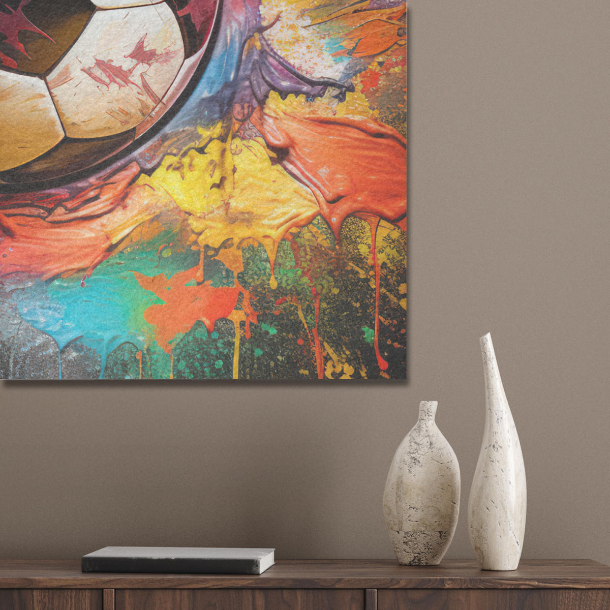 AKUSTIKBILD Fußball - Farbe - Farben - Schwarz - Weiß Akustikpaneele 80x80 cm - Weiß, Kunststoff (80/80/0.9cm) - MuchoWow