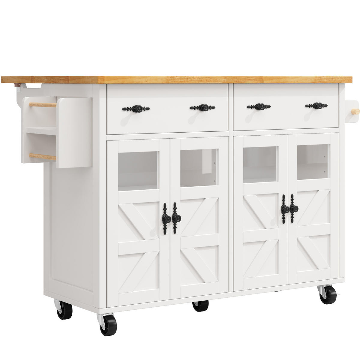 SERVIERWAGEN mit Stauraum 140 x 73 x 93,5 cm Weiß - Weiß, Holz (73/93.5/140cm) - Beauniv