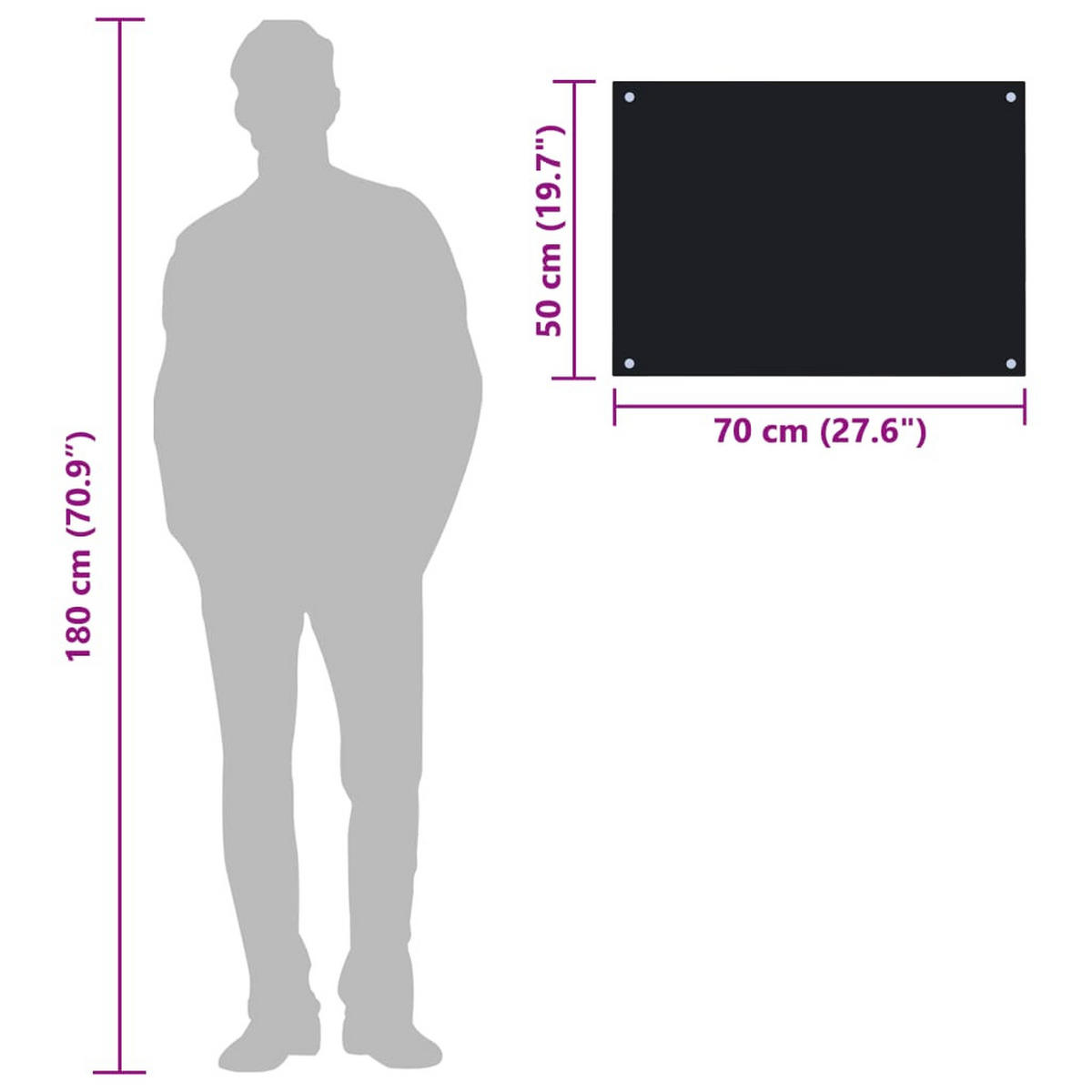 KÜCHENRÜCKWAND Glas 70x50 cm Schwarz Wand-Spritzschutz - Schwarz, Glas (70/50/0.6cm) - DELUKE