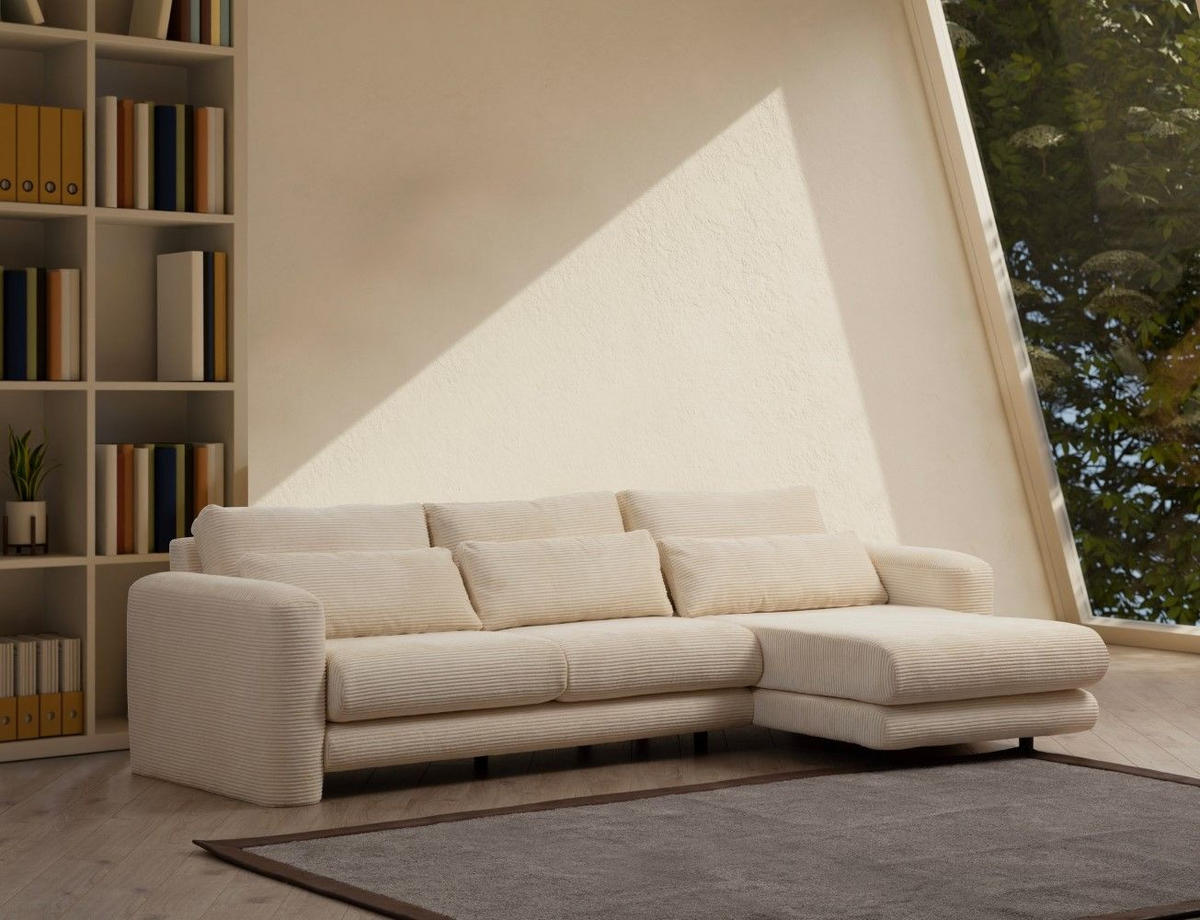 ECKSOFA mit losen Rückenkissen - Beige/Schwarz, Holz/Kunststoff (165/290cm) - myHomelando