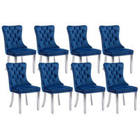 ESSZIMMERSTUHL 8er Set Samt Blau mit Edelstahlbeinen - Blau, Textil (50/95.2/62cm)