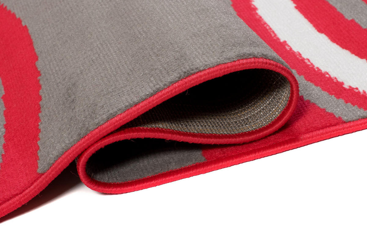 TEPPICH MAYA Rot Geometrisch Kreise Vierecke 160/230 cm - Rot, Textil (160/230cm) - Tapiso