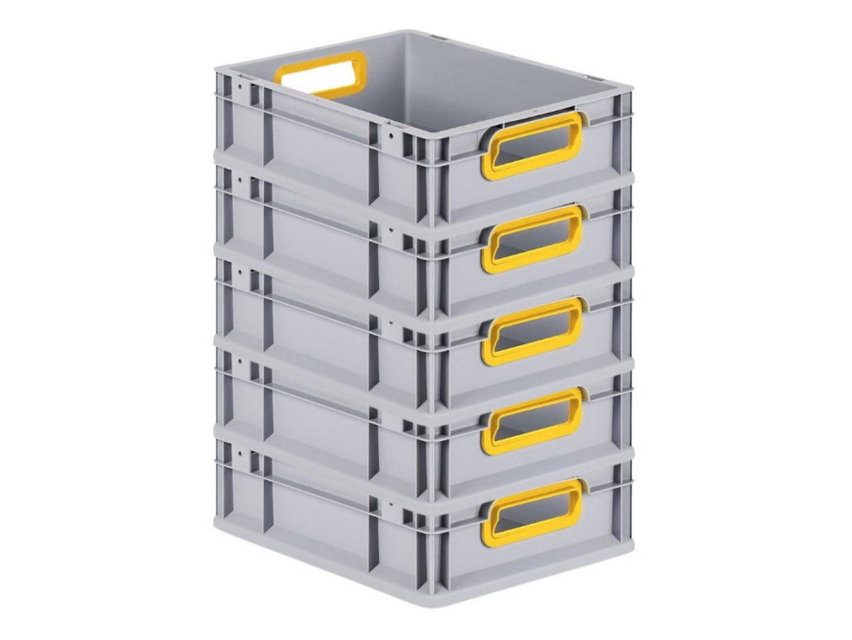EUROBOX 5x Nextgen Color 12x30x40cm 11 Liter Griffe Gelb Offen - Gelb, Kunststoff (30/12/40cm) - PROREGAL