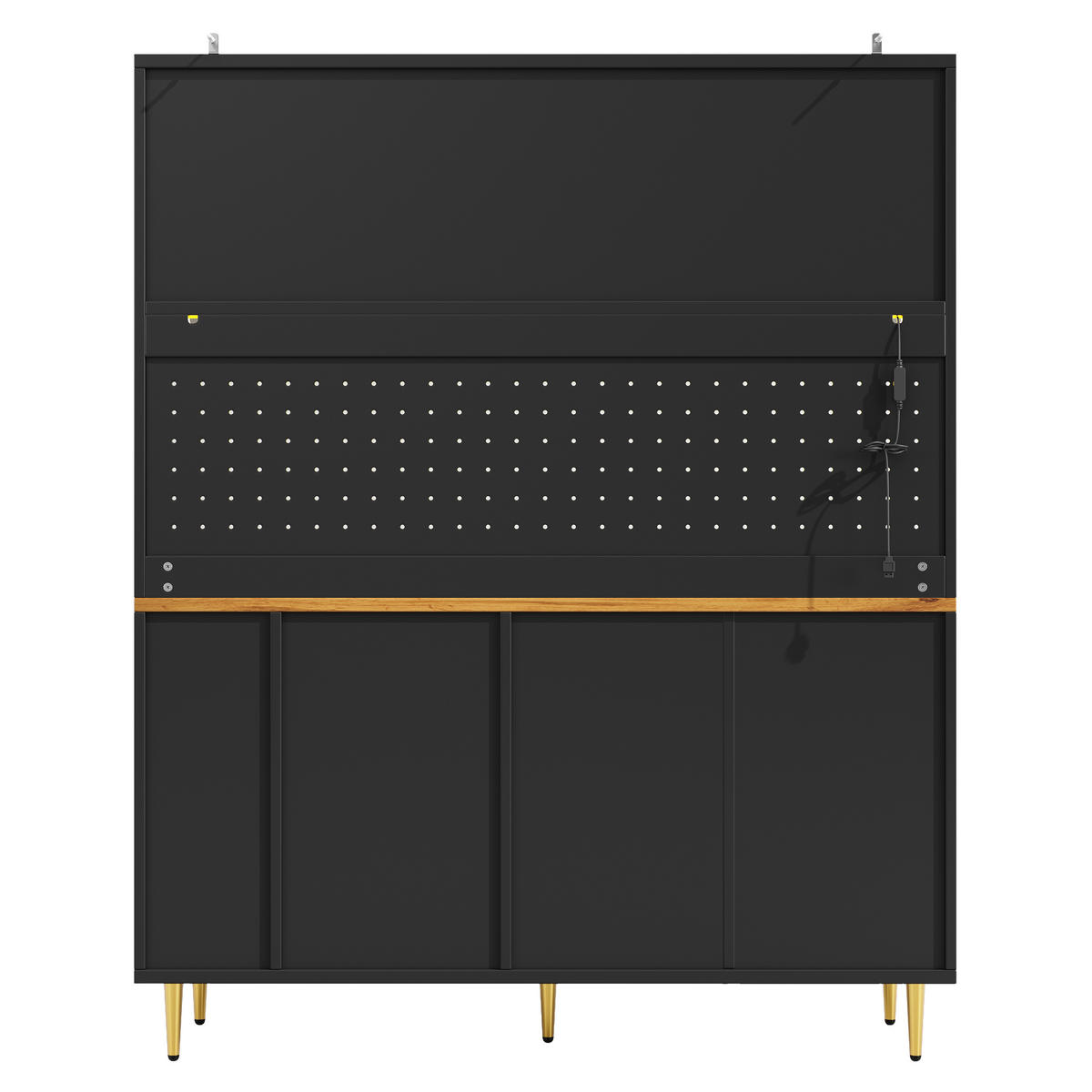 GESCHIRRSCHRANK aus MDF & Glas 145x39x171cm in Schwarz mit APP-LED - Schwarz, Holzwerkstoff (145/171/39cm) - Modfu