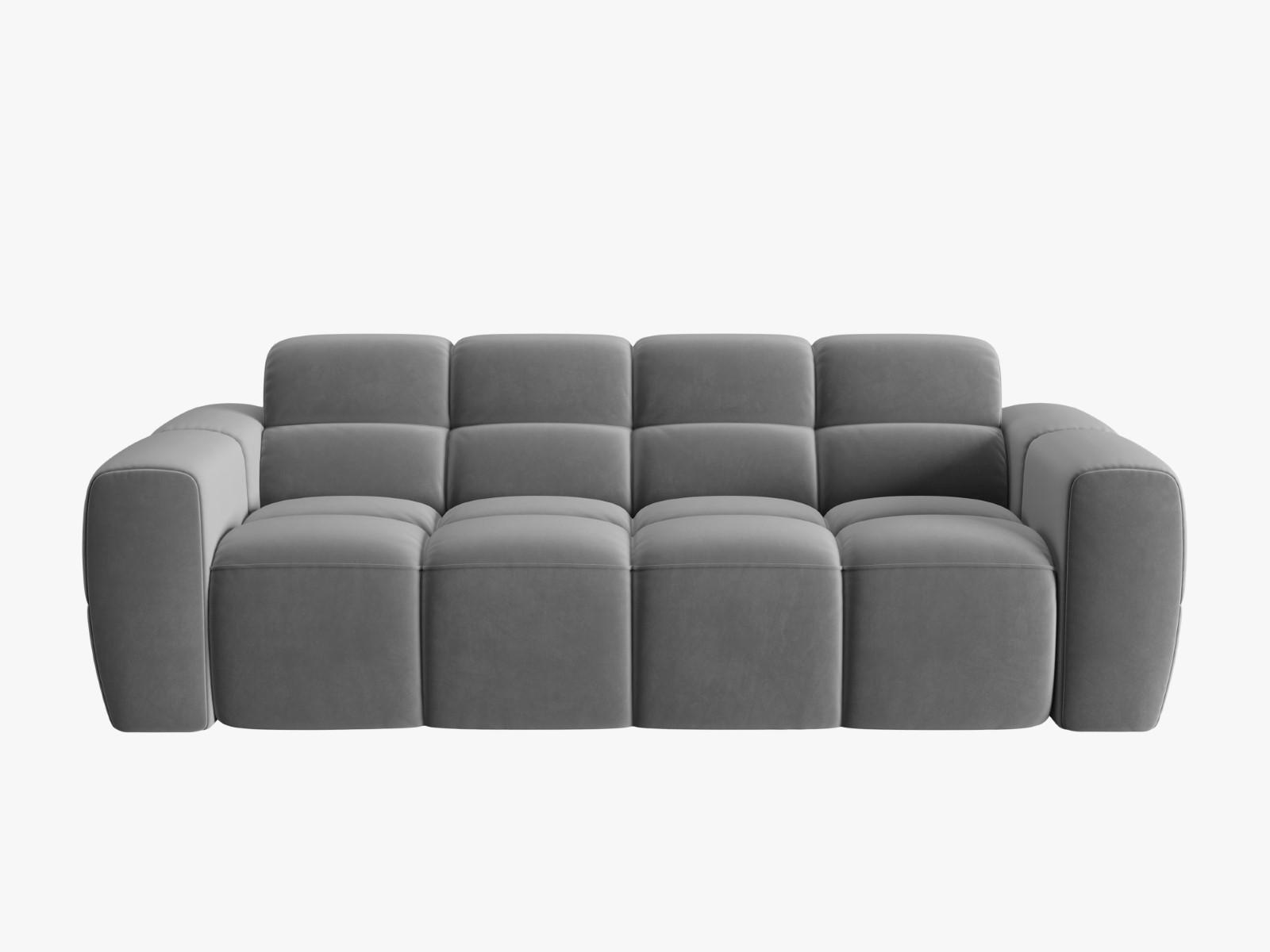SOFA Lisa aus Samt hellgrau 3 Sitzplätze - Hellgrau, Textil (101/77/216cm) - Micadoni