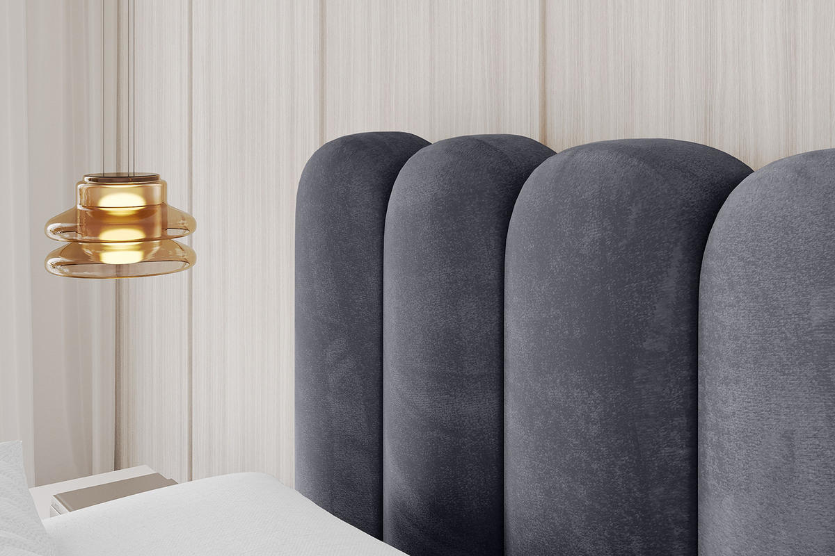 POLSTERBETT mit Bettkasten, Fußteil und Lattenrost, Boxbett ohne Matratze - SENA-Z 180x200 Dunkelgrau - Dunkelgrau, Holzwerkstoff/Textil (180/200cm) - ALTDECOR