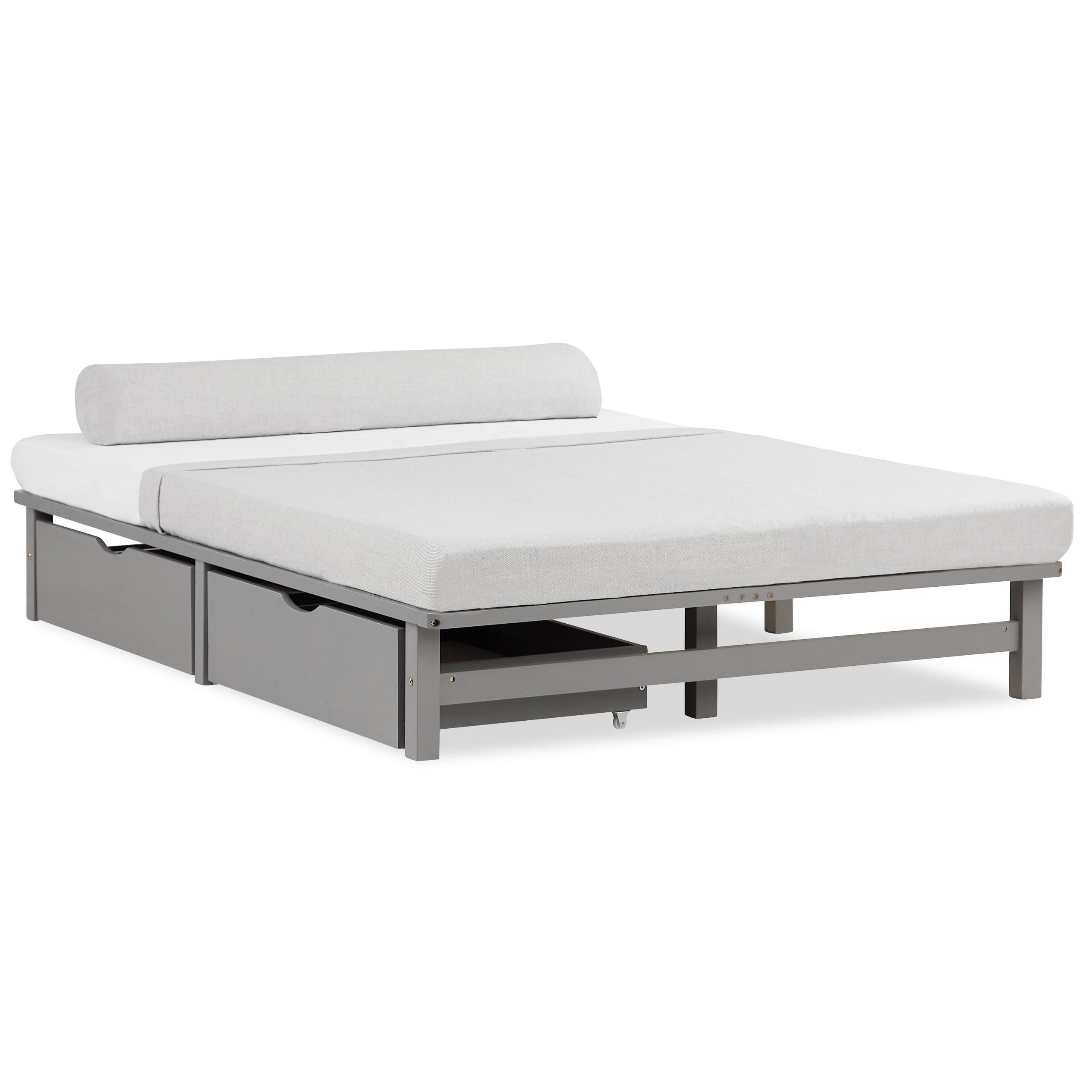 Homestyle4u Holzbett Grau 140x200 cm