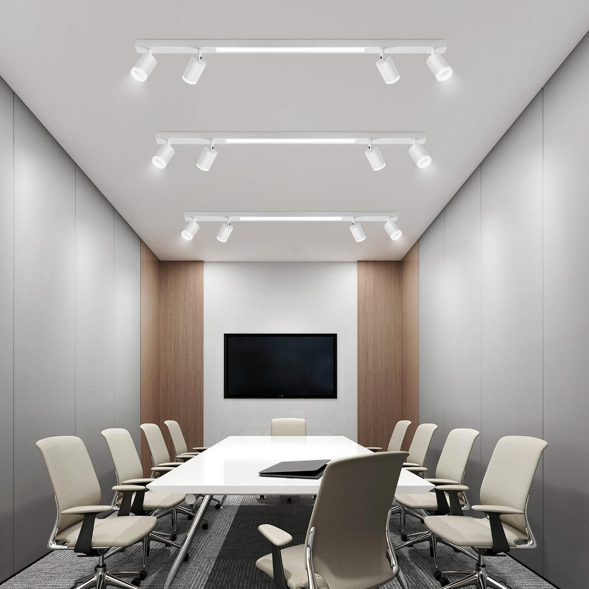 DECKENLEUCHTE Boden 4-flammig 110/5/15 cm - Weiß, Kunststoff (110/5/15cm) - Nettlife