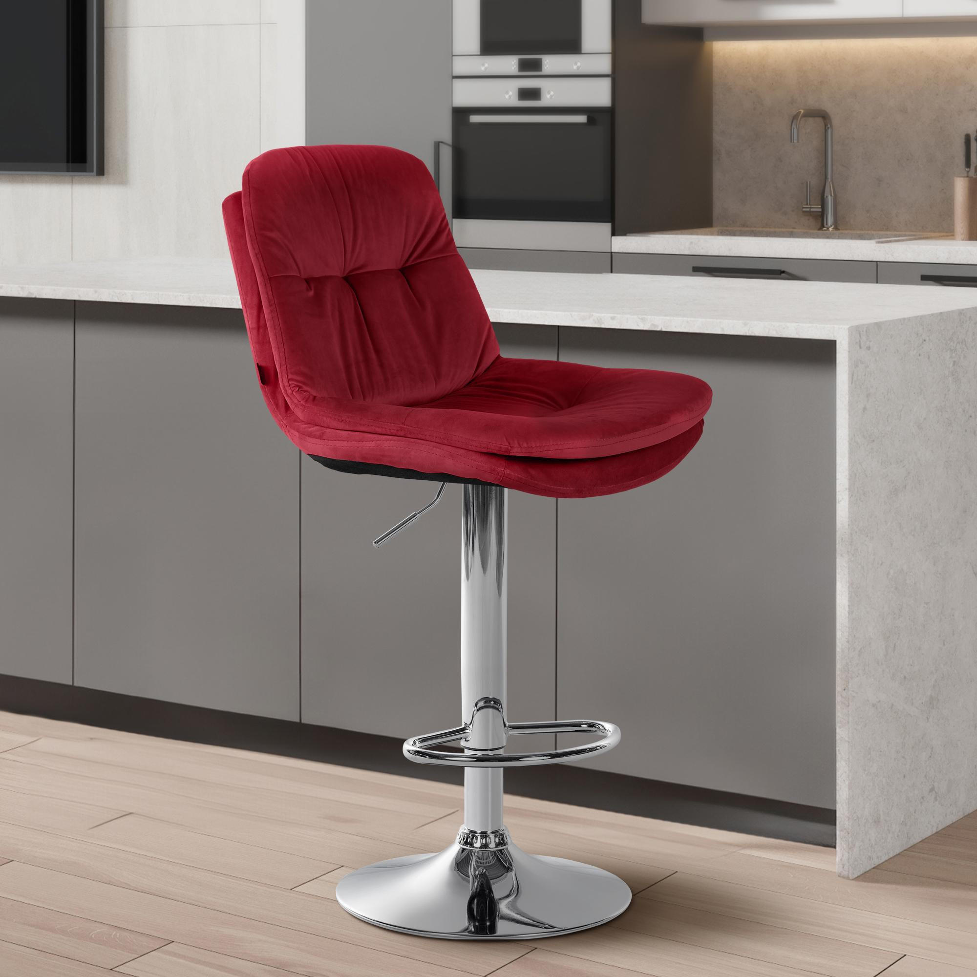 BARHOCKER Samt rot - Rot/Schwarz, Textil (46/94/54cm) - CLP